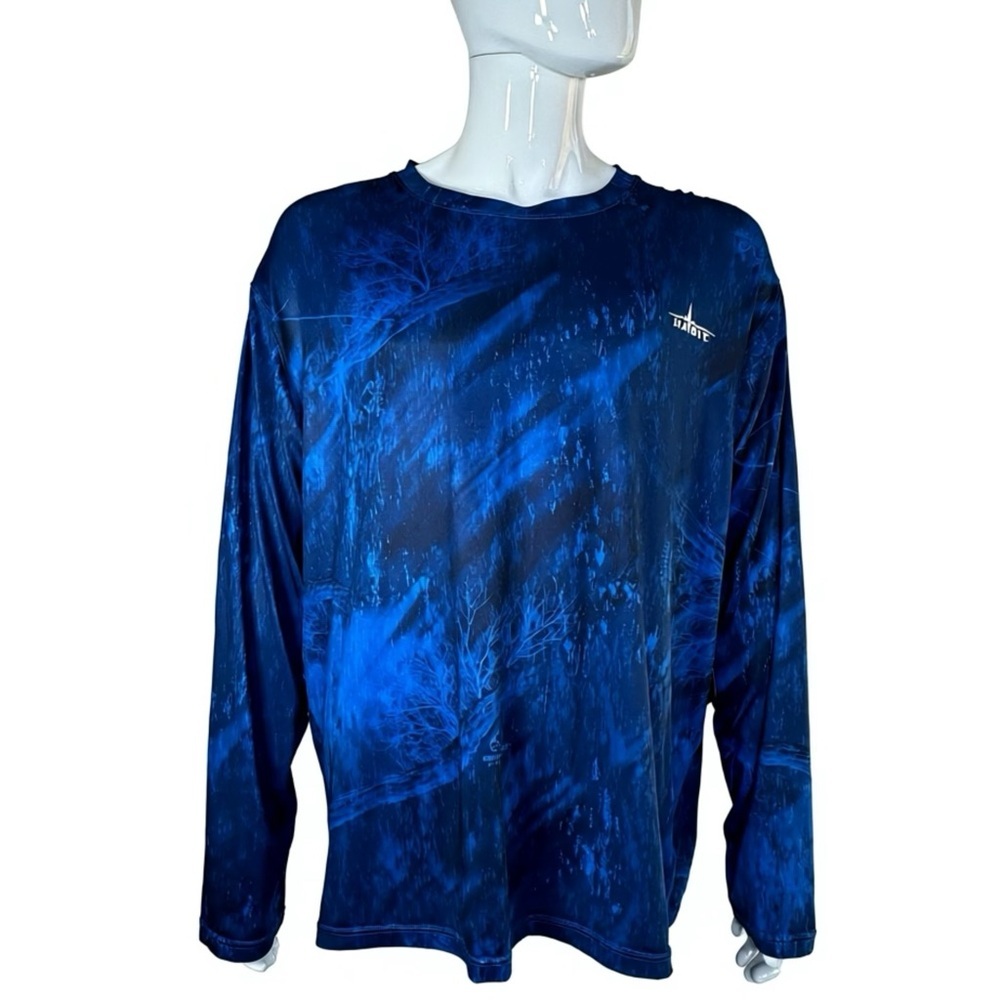 Habit Men's Real Tree Fishing Wave3 Blue Long Sleeve Fishing Shirt